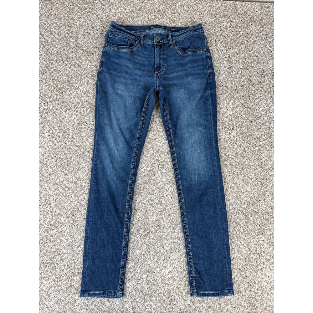 BKE Jeans Mens 32x32 Blue Alec Skinny Medium Wash Stretch Denim Thick Stitch